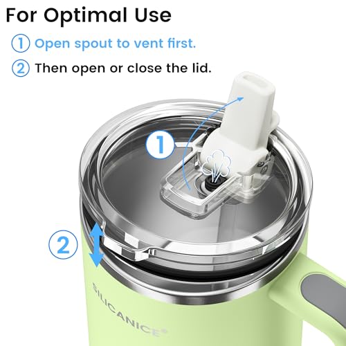 Image of For Travel & Gym - Never Drink from a Moldy Lid Again: 40oz Hygienic Tumbler, 100% Leakproof Lid & Removable Foldable Spout. Reinforced Base, Fits Cup Holders - Key Lime