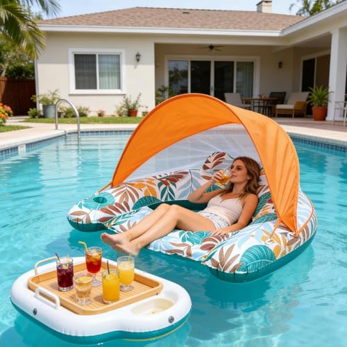 Chaise flottante gonflable avec dossier pour soulager la nuque - 2