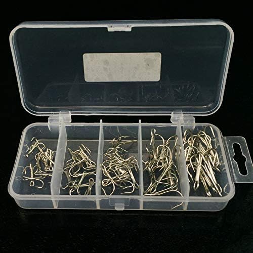 OriGlam 50pcs Fishing Treble Hooks Kit, High Carbon Steel Fishing Hook