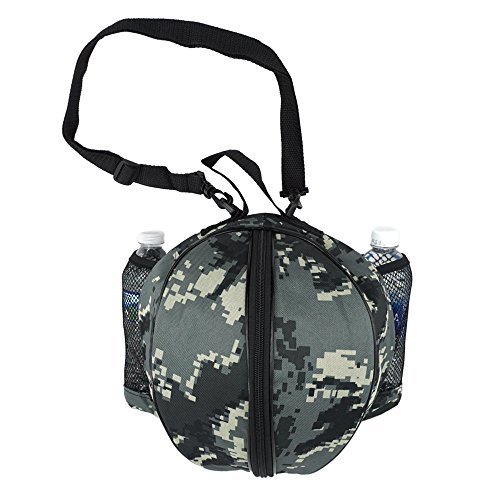 Forapid Size 7 (29.5") Basketball Bag Soccer Ball Football Volleyball Softball Sports Ball Bag Holder Carrier+Adjustable Shoulder Strap 2 Side Mesh Pockets F/Water Bottle Towel Sports Shoes (Camo) #TOP3