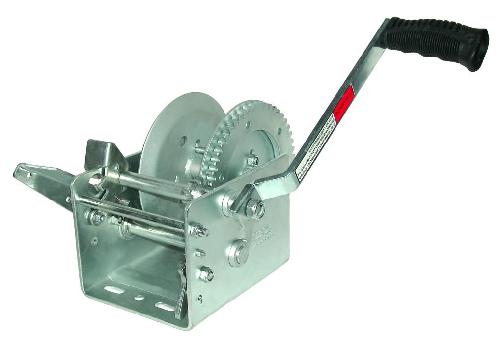 JIF Marine W2000DS 2000 lbs Trailer Winch Solid Dual Gear Drive Strap