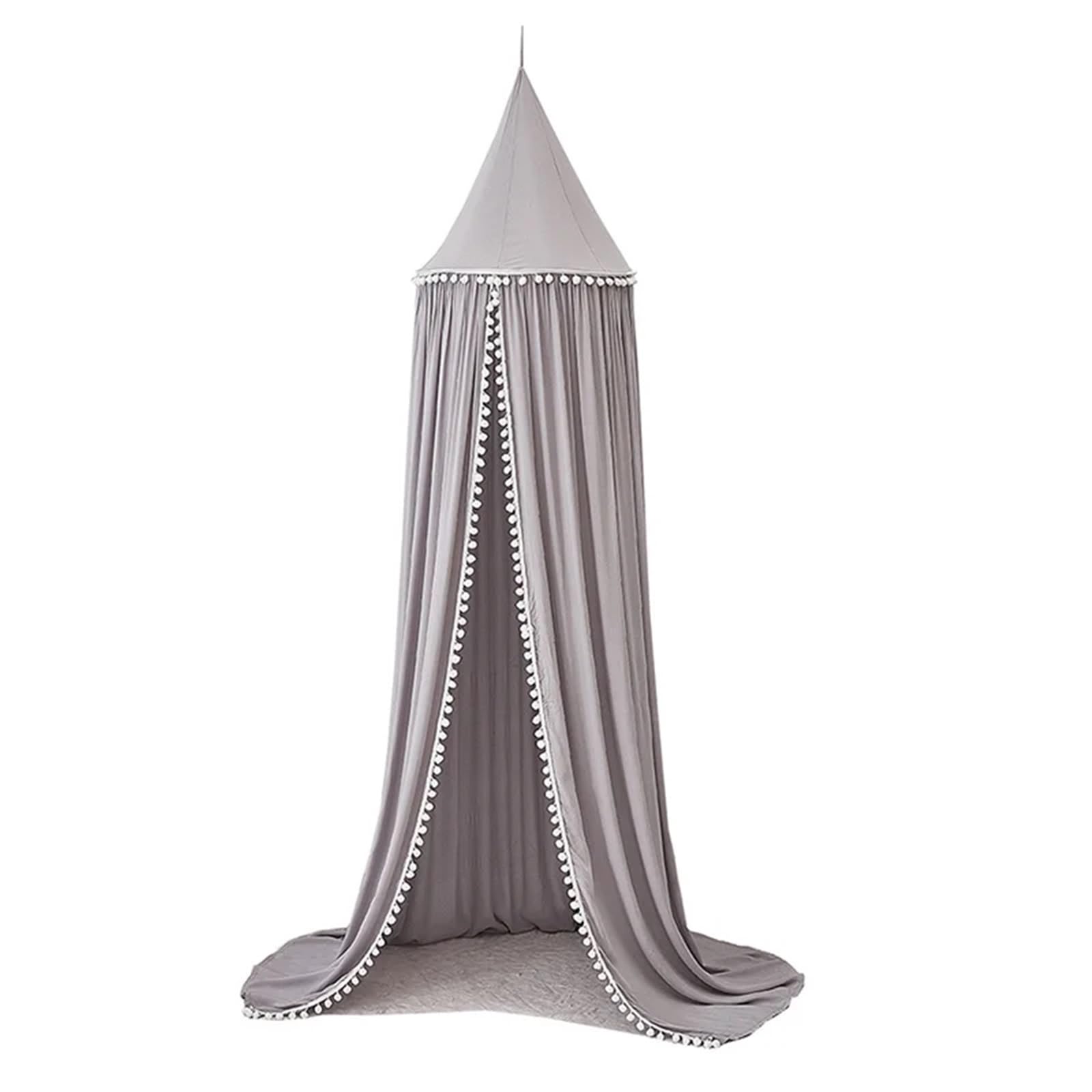 KiddiBubzi Play House Tents For Kids Canopy Bed Curtain Kids Hanging Tent Crib Children Room Decor Round Hung Dome Bed Canopy Bed Valance(Grey with Ball)