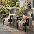 GLANC Folding Adirondack Chair Set of 2, HDPE All-Weather Outdoor Patio Fire Pit Chairs Lawn Chair for Poolside Backyard Deck Balcony, Wooden Textured with Cup Holder, 380LBS Capacity (Black)