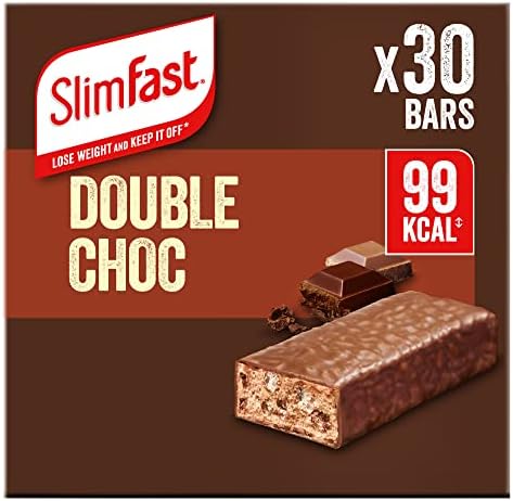 SlimFast Snack Bar, Low Calorie Snack, Double Choc Flavour, 30 x 25 g Multipack
