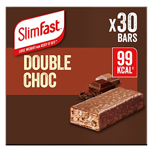 SlimFast Snack Bar, Low Calorie Snack, Double Choc Flavour, 30 x 25 g Multipack