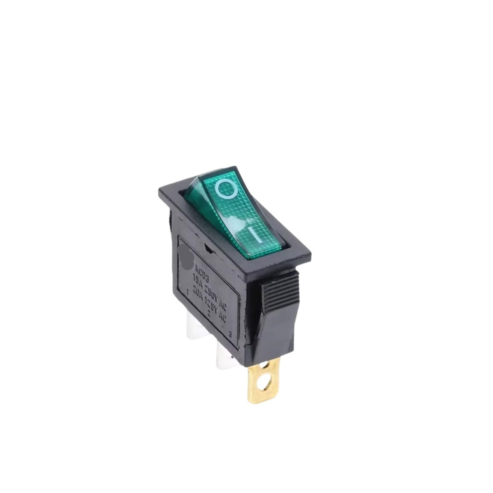 Interruptor basculante iluminado LED KCD3, encendido y apagado, 2/3 pines, 16 A, 250 V, con luz indicadora for equipos eléctricos de electrodomésticos automotrices.(3Pin Green,20PCS)