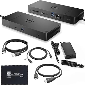 Dell WD19TB Thunderbolt Dock - 1 Year Warranty, Docking Station with 180W Adapter, HDMI, DisplayPort, Thunderbolt Cable, Cloth - Dell Docking Station Dual Monitor for Laptop & Computers (Renewed)