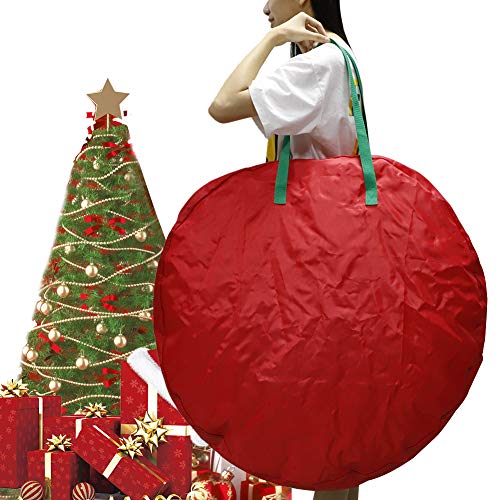 BFYDOAA Christmas Wreath Storage Bag,Wreath Storage Container Sturdy Handles Round Zippered Storage Bags for Wreaths Garland Christmas Tree Holiday Supplies