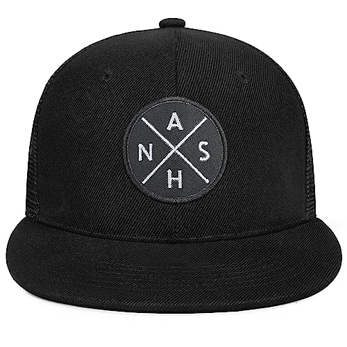 NASH Nashville Flat Brim Snapback Trucker Hat Mesh Hip Hop Flat Bill hat for Men & Women & Unisex Adjustable Baseball Cap