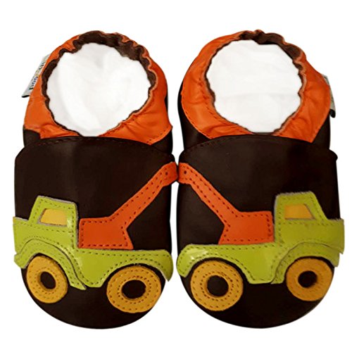 Leather Baby Soft Sole Shoes Boy Girl Infant Children Kid Toddler Crib First Walk Gift Truck Brown (0-6month, Brown)