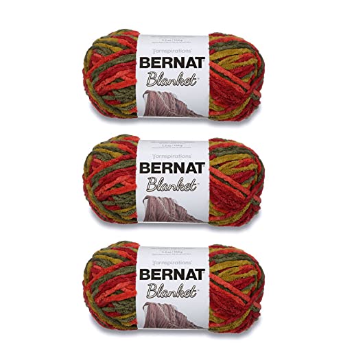 Image of Bernat Blanket Yarn Super Bulky Soft Chenille Yarn, Harvest, 3-Pack