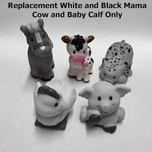 Miniatura 2 de Pieza de repuesto para Fisher-Price Little People Caring for Animals Farm - DWC31 y CHJ51 ~ Figura de repuesto de vaca y ternera blanca y negra