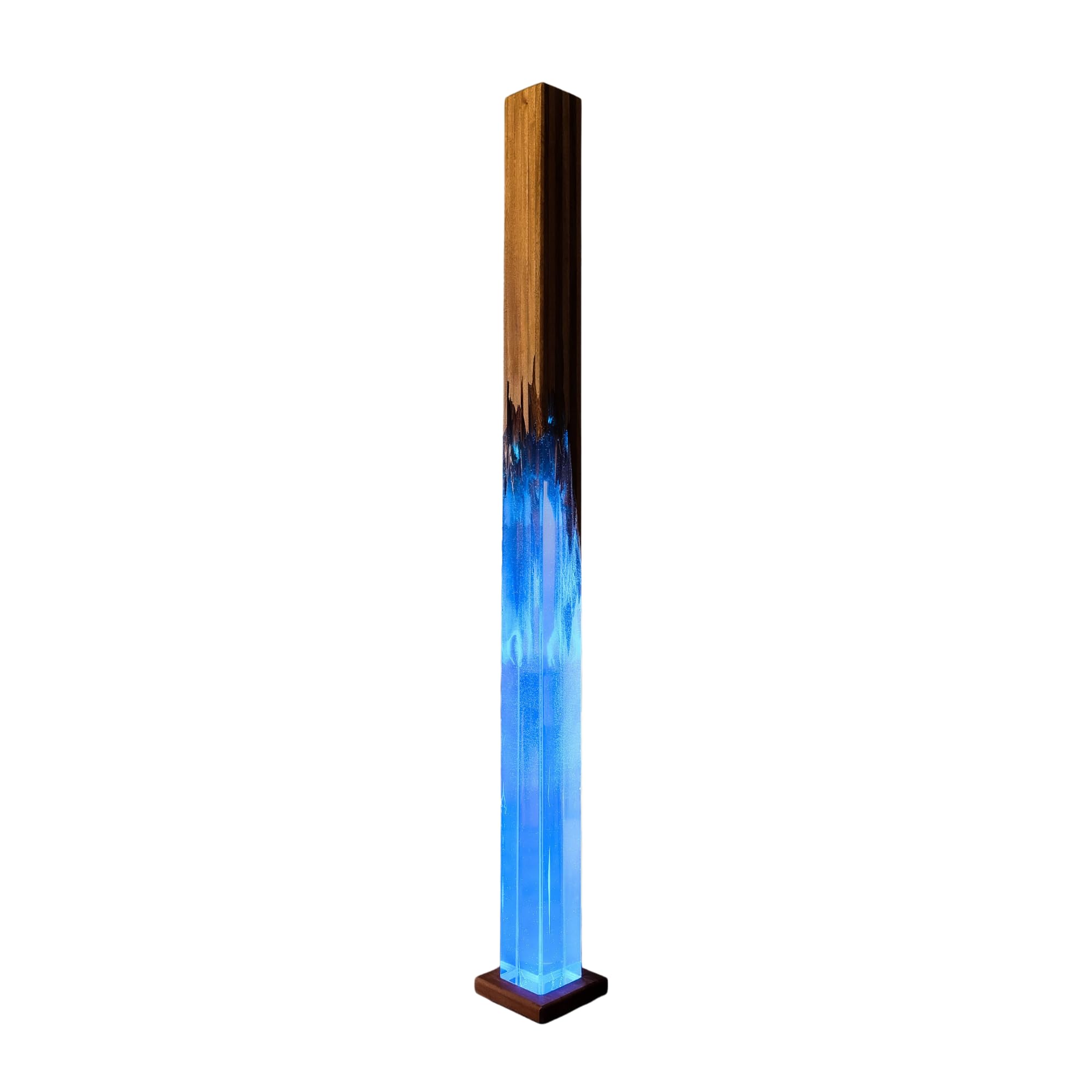 Massive Epoxy Resin Lamp Standing Lamp for Living Room Wooden Handmade Furniture Illumination Color Changing Glow Lamp Unique