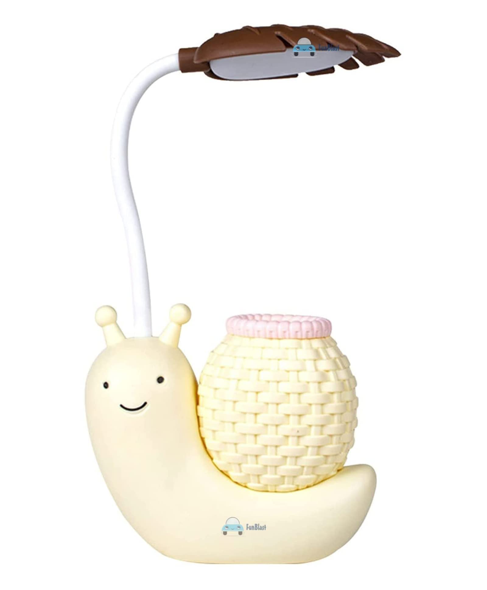 FunBlast Plastic Snail Led Table Lamp - Rechargeable Table Lamp With Pen Holder, Led Desk Lamp For Study, Desk Light For Kids Room, Study Room/Home/Office (Pack Of 1 Pcs) (Yellow)-image-13