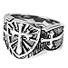INBLUE Men's Stainless Steel Ring Silver Tone Black Celtic Medieval Cross Sword Shield