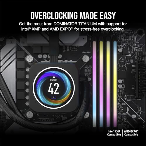 Image of CORSAIR Dominator Titanium RGB DDR5 RAM 96GB (2x48GB) 6000MHz CL30-36-36-76 1.40V AMD EXPO Intel XMP 3.0 Desktop Computer Memory - Gray (CMP96GX5M2B6000Z30)