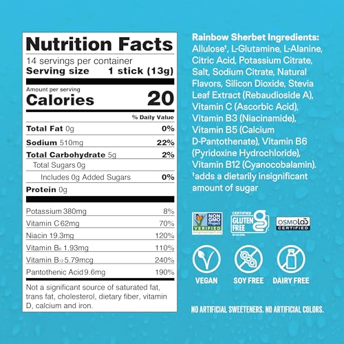 Image of Liquid I.V. Hydration Multiplier Sugar-Free - Rainbow Sherbet | Electrolyte Powder Drink Mix | 1 Pack (14 Servings)