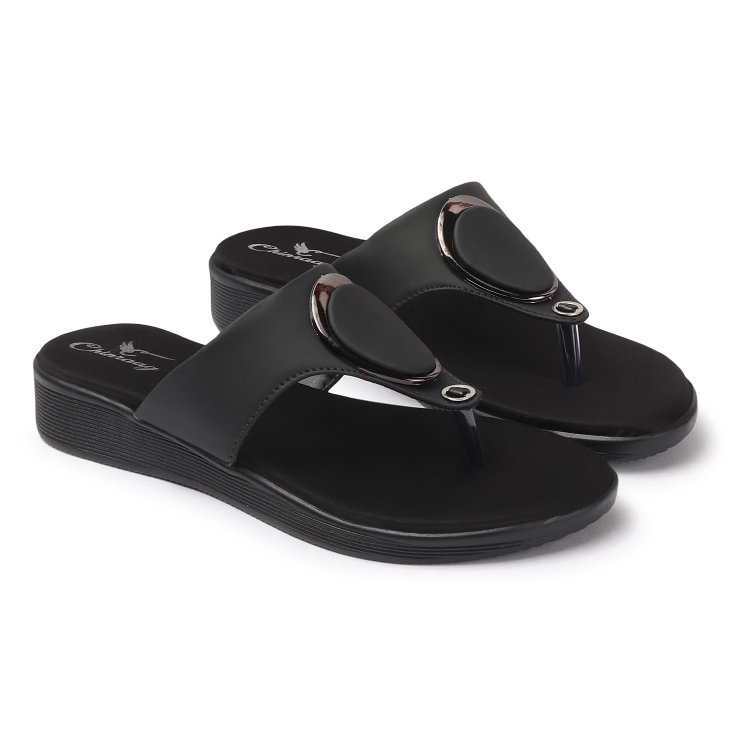 chinraag Women’s Embellished Toe-Ring Comfort Flats | Stylish Casual Slip-On Sandals for Women (CR-357-P)-picture-53