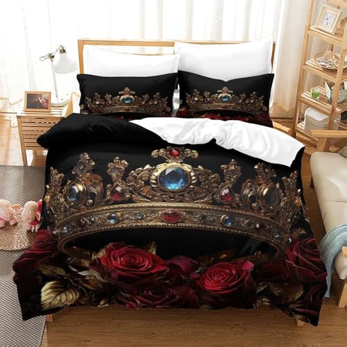 Housse de couette Couronne Royale effet 3D confortable - 3
