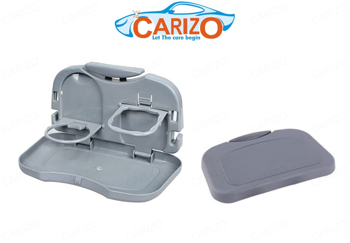 Car Meal Plate + Cup + Bottle Holder | Tray | Backseat | Foldable | Compact | Food Tray | Travel Dining Tray Grey Compatible with Honda Accord (Type-II) 2004-2008