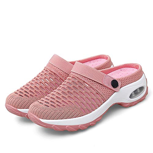 Image of Trsorini Mules Clogs for Women Summer Air Cushion Platform Mesh Mules Sneaker Sandals for Female Lightweight Beach Shoes Outdoor Slippers Walking Shoes
