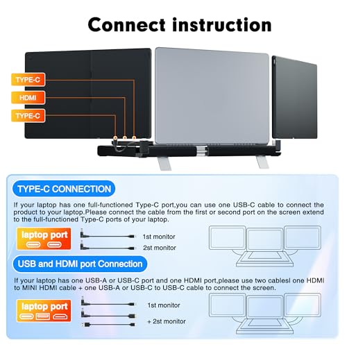 undefined 2025 New Upgraded Laptop Screen Extender Portable Monitor,1080P FHD IPS Screen,Monitor Extender for Laptop,Fit for 13-17" Laptops, Plug & Play Compatiable with Wins/Mac/Android/Switch (Detachable 14") の商品画像 5