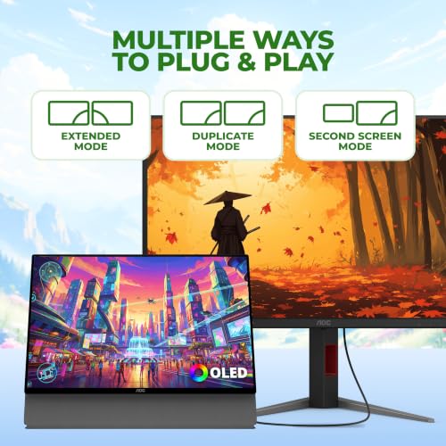 Image of AOC 16 Inch Portable Monitor OLED WUXGA USB-C Mini HDMI Ultra Slim, 16T40D
