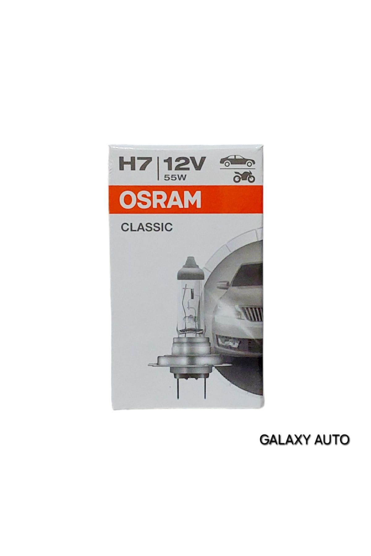 Osram H7 64210 Bombilla para Coche, 12V Nominal Voltaje, 55W Nominal Vataje, 12mm Diámetro, 10 unidades