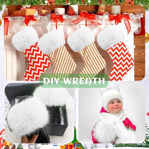Vellibring 2 x 60 Inch Christmas Faux Fur Ribbon Craft Fur Strips Fake Fur Rolls White Long Plush for DIY Christmas Costume Gnome Beard Santa Claus Hair Xmas Tree Decor Family Party Supplies