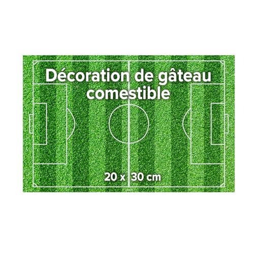 dekora - Feuille comestible football 20x30 cm – Décoration pour gâteaux d’anniversaire d’enfants, Sans Gluten, Sans Lactose, Idéale pour fêtes et...