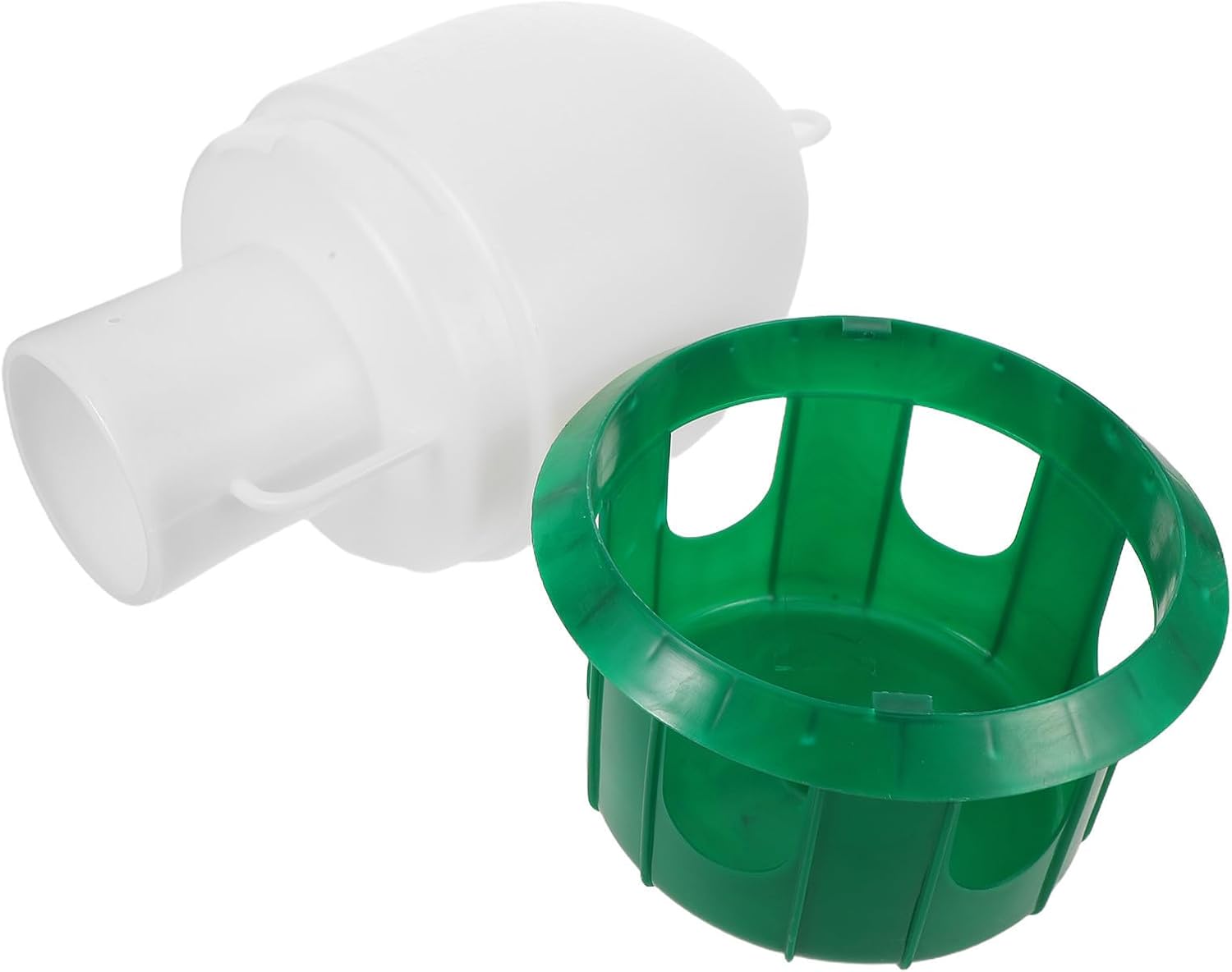 STOBAZA L Plastic Bird Water Dispenser Versatile Use with Handle and Leak-Proof Design Green and White Color for Pigeons and Small Birds Suitable for Home and Outdoor Use