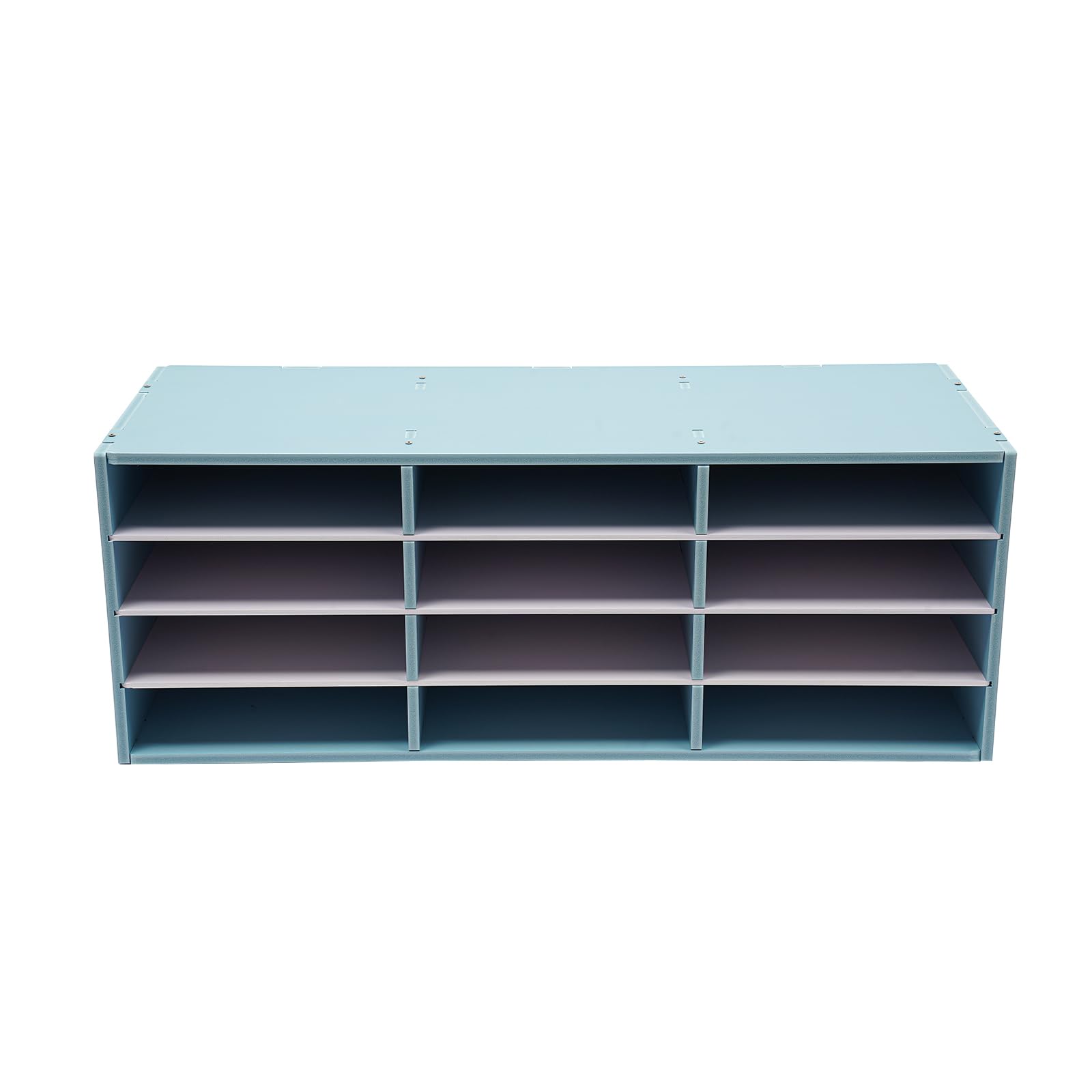 Literature Organizer, Wooden Paper and Mail Organizer 12 Compartments Desktop File Sorter Mail with Adjustable Shelves and Stackable for Home Office
