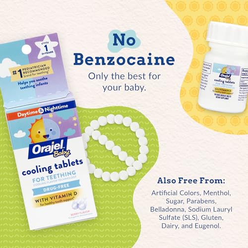 orajel baby cooling tablets for teething with vitamin d 100 quick dissolve tabletswhite