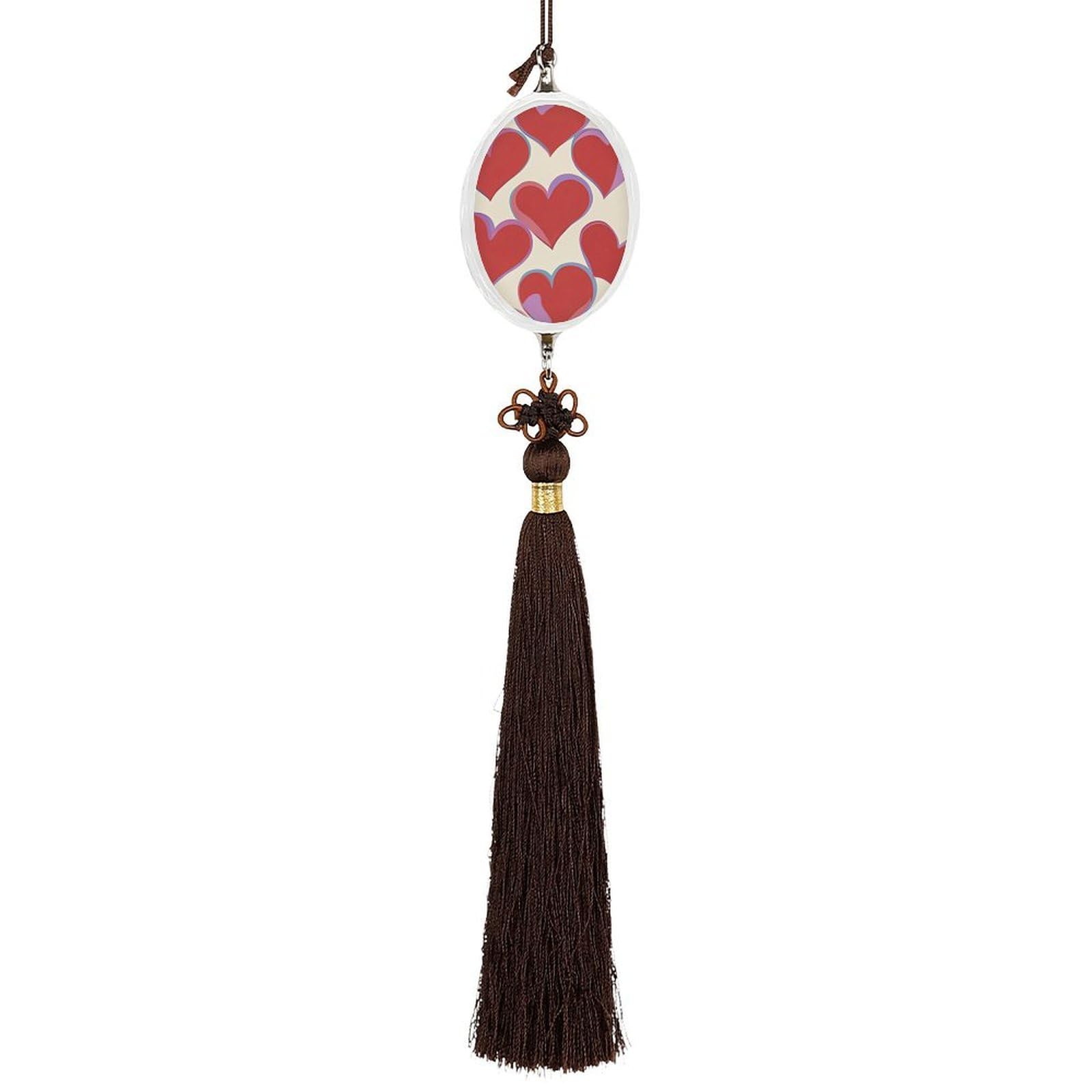 Crystal Auto Pendant Charms Ellipse Crystal Car Rear View Mirror Charms Red Hearts Auto Hanging Interior Ornament Pendant Car Interior Accessories for Women Men CarCharms Decor