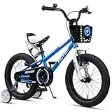 Glerc Rover Kids Bike, 16 Inch Boys Bike for 4-7 Years Old Children, Kids Bicycle with Water Bottle & Basket & Training Wheels, Blue
