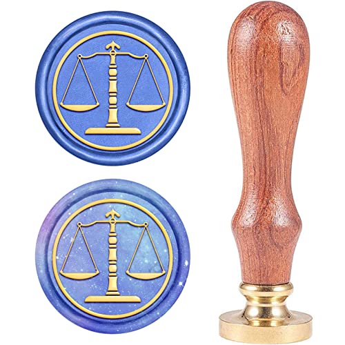 CRASPIRE Wax Seal Stamp Vintage Wax Sealing Stamps Libra Retro Wood Stamp Removable Brass Head 25mm for Wedding Envelopes Invitations Embellishment Bottle Decoration Gift Packing