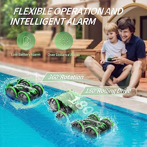 Marvtown Amphibious Remote Control Car, 4Wd 2.4Ghz Waterproof Rc Car For Boys Age 6-12, All Terrain Water Beach Pool Toy With 360°Flip And Low Battery Alarm, For Kids Boys Girls #TOP1