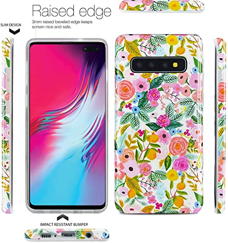 J.west Galaxy S10 Plus Case 6.4-Inch, Soft Shockproof Cute Floral Phone Protective Cover For Women, Garden Flower Pattern Design Slim Fit Anti-Scratch Phone Case For Girl #TOP3