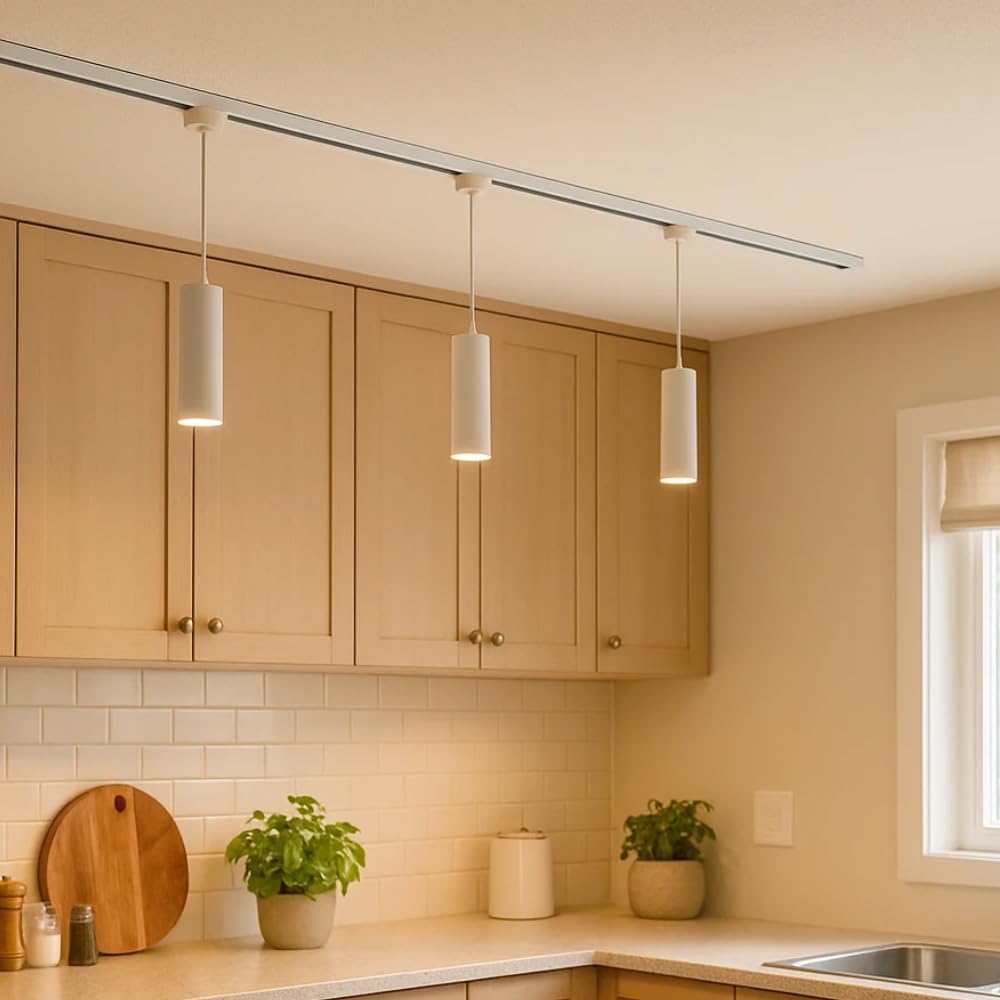 Qub Focus III Monophasé Luminaire Plafonnier LED – 200cm - 3x GU10 Suspension Luminaire - 2x 1m Barre de Spot Plafond – I-Form - Plafonnier intérieur Blanc Moderne – Spots et Rails de Spots
