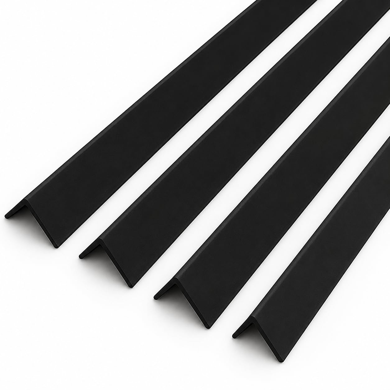 1.5 Metre UPVC Plastic Rigid Angle Corner Trims 10mm - 50mm, 90 Degree Right Angle Profile, Durable Weatherproof uPVC Moulding for Wall Edges, Corners, DIY (4, Black, 10mm)