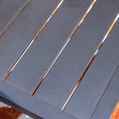 Mfstudio Black Patio Table Metal Square Coffee Tea Bistro Table Small Side End Adjustable Outdoor Furniture Table,Black #TOP1