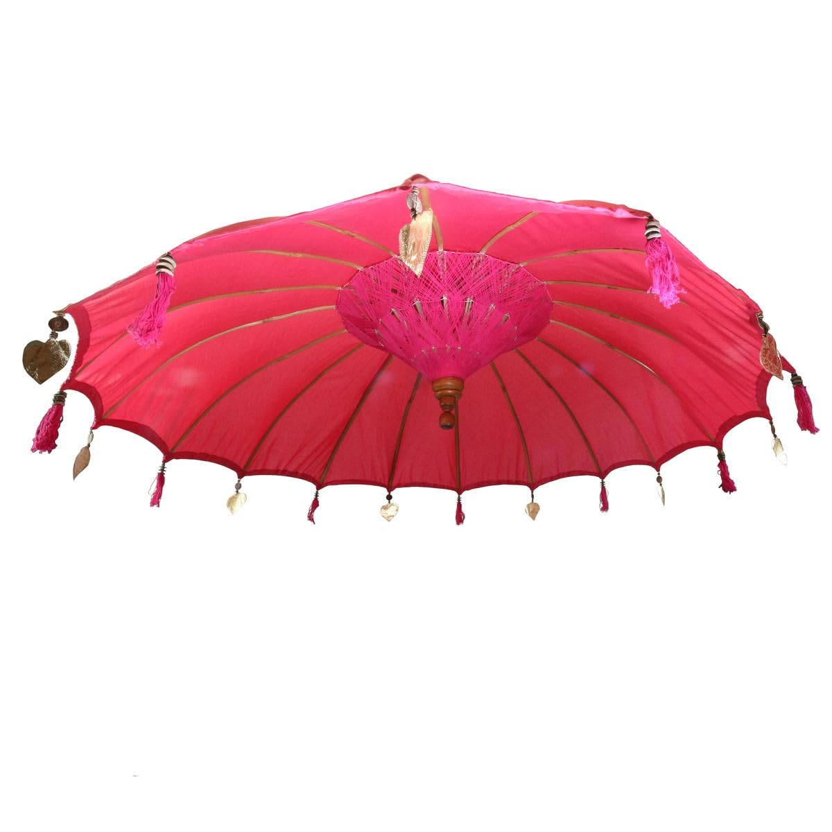 Bali Sonnenschirm Hängend Balinesischer Schirm Garten Baumwolle Baldachin zum aufhängen ca. 180 Ø cm Pink