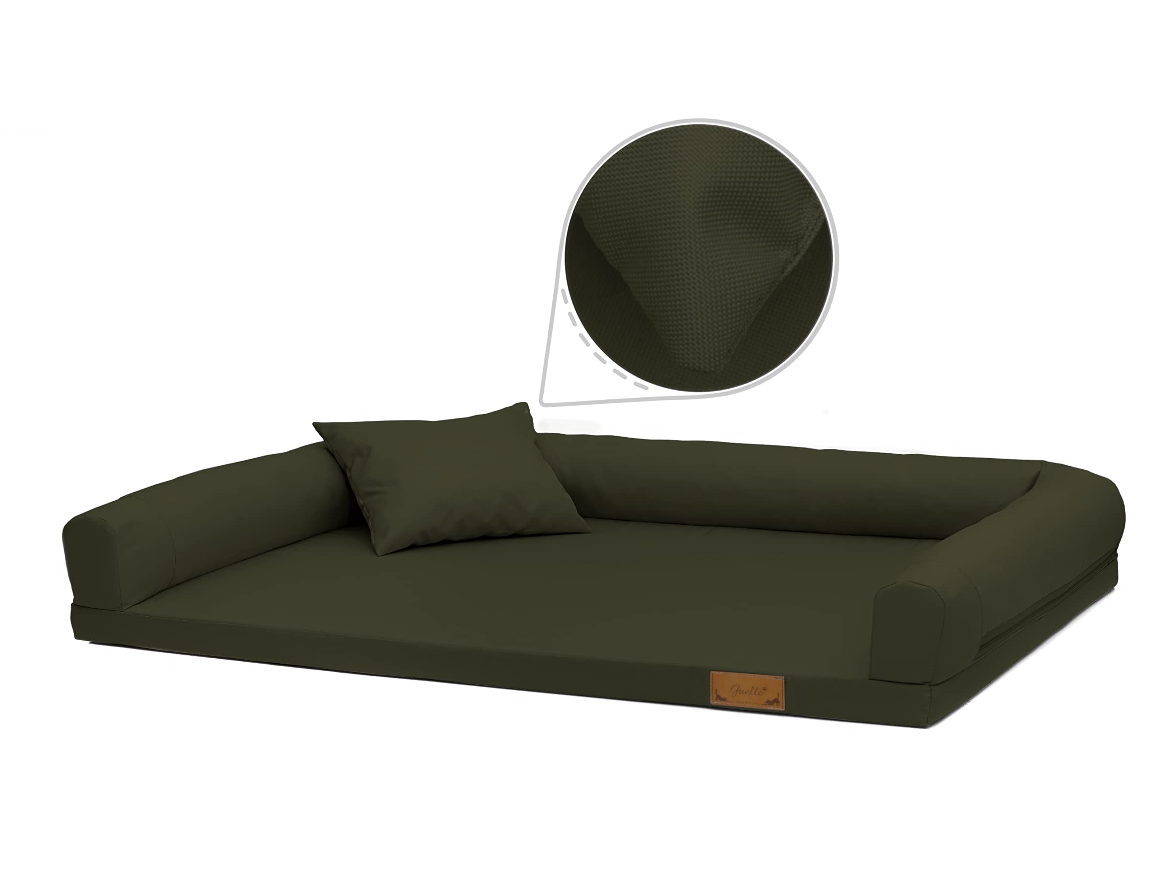Juelle Cama Ortopédica para Perros Medianos, Colchón Ergonómico con Lados para Perros Medianos, Funda Extraíble, Lavable a Máquina a Máquina de la Lucky 2XL (Tamaño: M - 100 x 75 cm, Caqui)