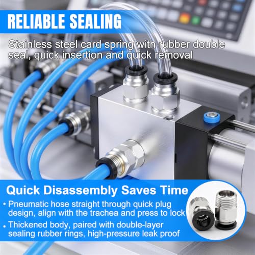 Image of mxuteuk 1 /4 inch OD to 1 /4 inch NPT Push to Connect Fittings Air Hose Fittings,1 /4 inch Quick Connect Fittings,Pneumatic Elbow and Straight Combination(10PCS)