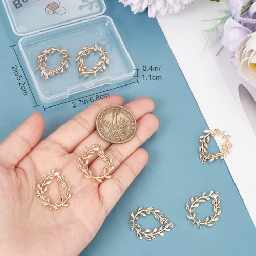 Beebeecraft 10Pcs Olive Branch Charm 18k Gold Plated Oval Circle Frame Leaf Pendant Charm Links Connectors for DIY Jewelry Findings Making Hole 1mm - Image 3