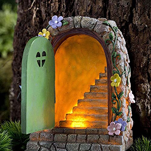 Nicejoy Luces De Halloween Miniatura Puerta De Hada De La Puerta De Hada Puerta De GNOME con...