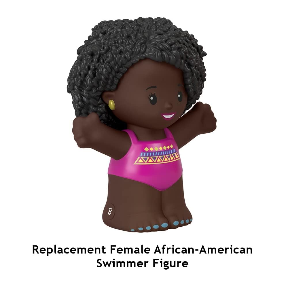 Mattel Afroamerykańska figurka pływaka do Fisher-Price Little People Playset - HGP70 ~ inspirowana Barbie You Can Be Anything, różowa, brązowa, czarna, żółta, niebieska