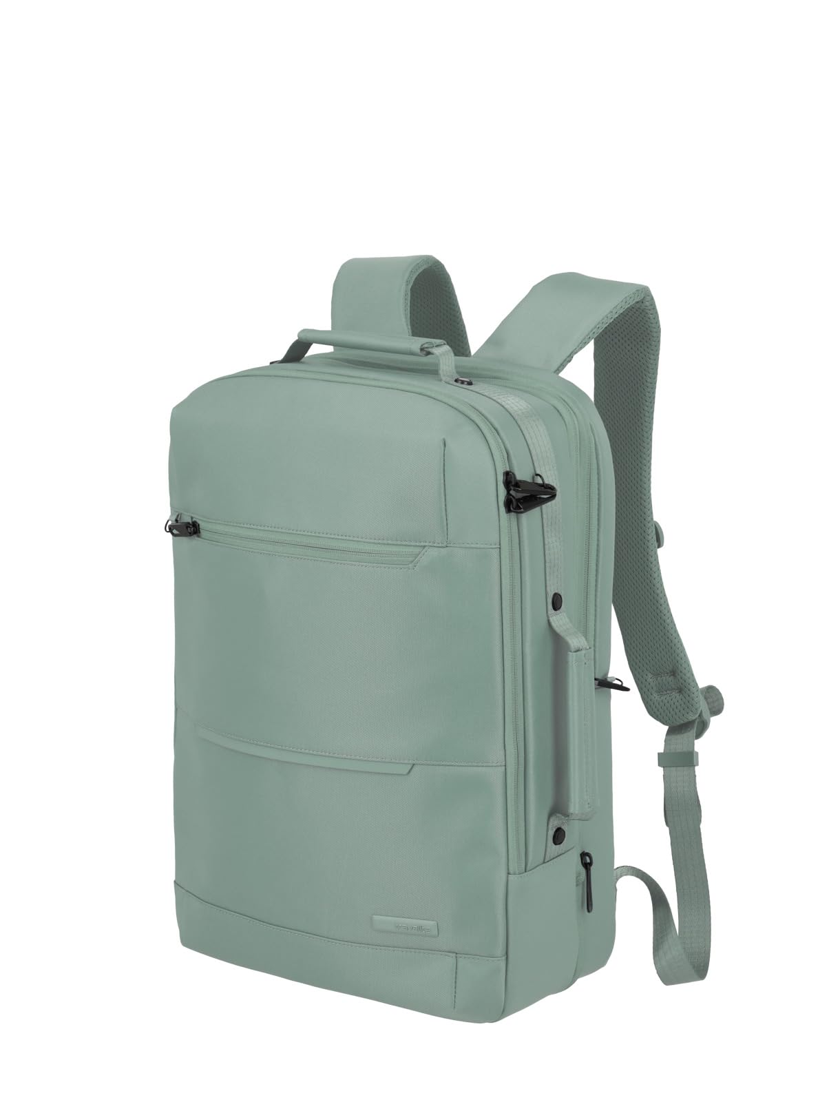 Travelite WorKFLOW Hand Luggage Backpack, Laptop Backpack, 15.6 Inches, Travel Backpack Made of Recycled Material with Safety Compartment, Sage Green, Rucksack 46 cm, Business