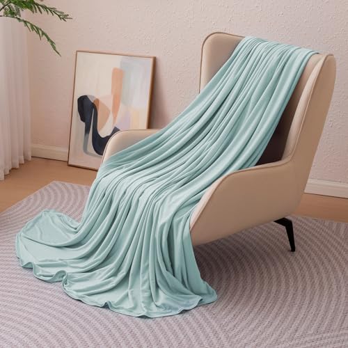 Amazon Basics Cooling Blanket for Hot Sleepers, Reversible Lightweight Thin Throw Blanket for Bed, Couch and Sofa, Twin XL (60" x 90"), Cyan - image 1