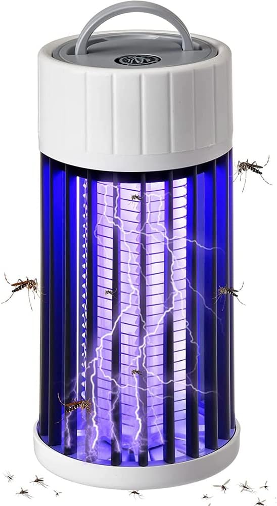SYOSI Electric Bug Zapper - Indoor Outdoor Mosquito Killer, 3000V High Voltage UV Light Insect Zapper, Waterproof Fly Trap with USB Cable, for Home, Patio, Backyard, and Camping (Grey-Not Waterproof)